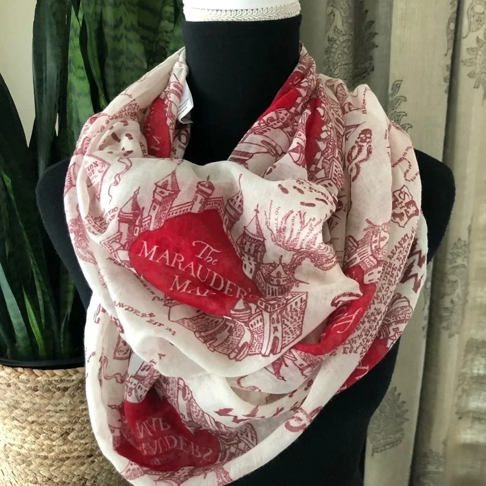 Harry Potter The Marauders Map Infinity Loop Scarf Mischief Managed Universal OS - Picture 3 of 4